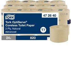 Tork Coreless toiletpapier T7 Advance naturel 472640 2lgs. 94,3m Easybag 24 rol