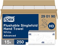 Tork Z-vouw handdoek flushable H3 Advanced wit 290190 2lgs. 25x23cm Doos 15x250 st.