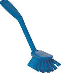 Vikan hygiene afwasborstel korte steel en schraaprand 280 mm middelharde vezels