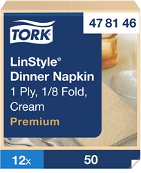 Tork LinStyle servet 1/8 vouw Premium creme 478146 1lgs. 39x39cm Doos 12x50 stuks