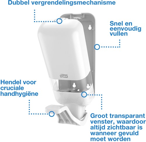 Tork zeepdispenser met armbeugel S4 Elevation wit 564100 handdesinfectie dispenser-3