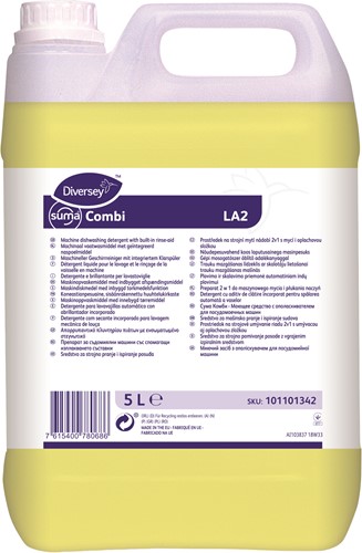 Diversey Suma Combi LA2 vaatwas- en naspoelmiddel zacht water Doos 2x5L