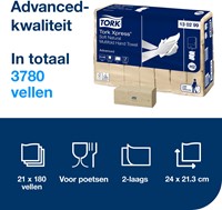 Tork Xpress handdoek H2 Advanced soft naturel 130299 2lgs. 21x24cm Pak 21x180 stuks-3