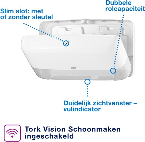 Tork Mini Jumbo Toiletroldispenser T2 Wit 555500-2