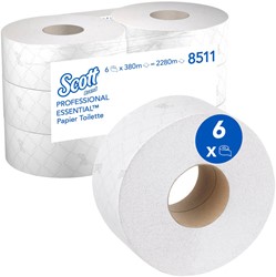 Scott toiletpapier Jumbo wit 8511 2lgs. 380m x9.5cm  Pak 6 rol