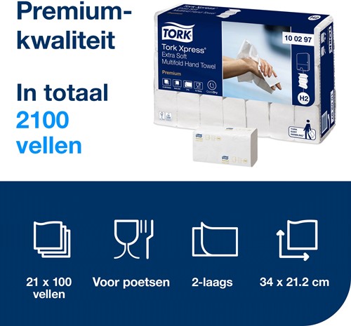 Tork Xpress Extra Zachte Multifold H2 100297 Doos 21x100 stuks-3