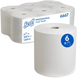 Scott handdoekrol Performance Airflex wit 6667 1lgs. 304m x20cm Pak 6 rol