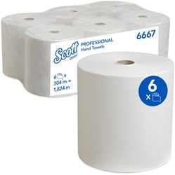 Scott handdoekrol Perforrmance Airflex wit 6667 1lgs. 304m x20cm Pak 6 rol