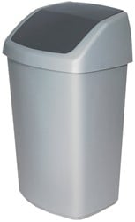 Curver afvalbak Swing-Top 25L, PP, zilver/antraciet 346x278x511mm