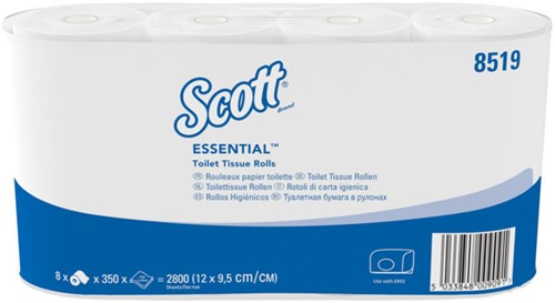 Scott toiletpapier Essential wit 8519 100% gerecycled 2lgs. 350vel Pak 8x8 rol-2
