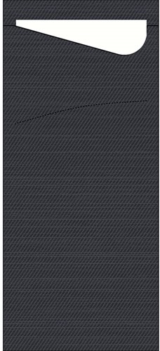 Duni sacchetto zwart met servet wit 2 vaks 151853 190x85mm Doos 5x100 stuks-2