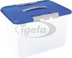 Curver Optima Box 30L & deksel transparant,blauw,zilver 45,5x36x25,5cm