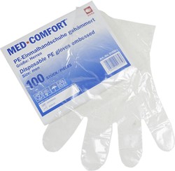 Med-Comfort tankhandschoenen PE transparant gehamerd Mt:L Box 100 stuks