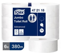 Tork T1 Jumbo 2-laags toiletpapier 472118 6 x 380 meter