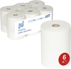 Scott Slimroll handdoekrol Airflex wit 6697 1lgs. 190m x20cm Doos 6 rol