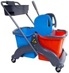 Eco rolemmer duo 2x18L met kunststof moppers duwbeugel en materiaalbakje