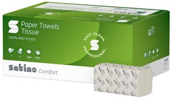 Satino comfort V-handdoek PT3 hoogwit 2lgs 100% recycled ^ 25x23cm. Doos 20x160 stuks