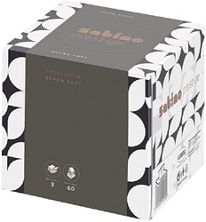 Satino Prestige Facial tissue cellulose kubus wit super soft 3lgs 21x20,8cm Doos 30x60st.