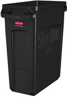 Rubbermaid Slim Jim® container 60L, zwart Met luchtsleuven