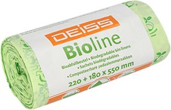 Deiss pedaalemmerzakken Bioline 40x55cm groen 10L biogradable bedrukt.Rol 20 st.