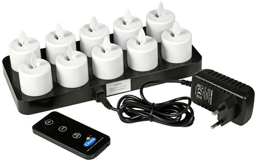 Duni LED set Moving Flame warm wit 192536 oplaadbaar