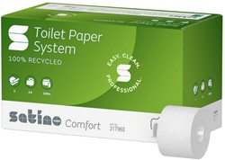 Satino Comfort toiletpapier JT3  recycled helderwit 317960 doprol 2lgs. 100M. Doos 24 rol