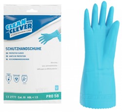 Clean and Clever PRO58 handschoen Vinyl lang 30cm Mt:M  blauw type C