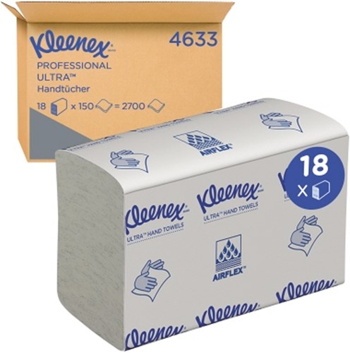 Kleenex Ultra handdoeken airfl Multifold wit klein 4633 2lgs. 24.1x19.1cm Ds 18x150 dk