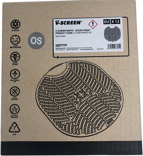 V-Screen Urinoirmat Ocean Spray wit geurneutralisator doos 12 stuks-3