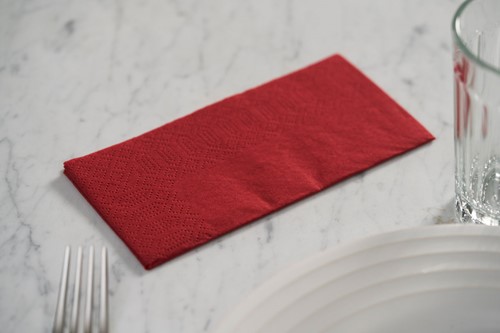 Duni Tissue servetten 3-laags 1/8 vouw Bordeaux 224227 doos 5x250 stuks-2