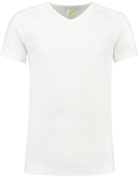L&S T-shirt V-hals Mt:S, white Body Fit, Cott./Elast., heren