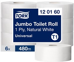 Tork Maxi Jumbo toiletpapier T1 Universal naturel 120160 1lgs. 480m Pak 6 rol Tork Jumbo Toiletpapier Naturel T1
