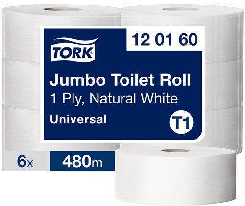 Tork Jumbo Toiletpapier T1 120160 – 480m 1-laags (6 rollen)