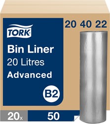 Tork afvalzak 30/11x58cm B2 transparant 20L 204022 80% recycled Doos 10x100 stuks