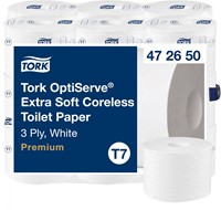 Tork Coreless toiletpapier T7 Premium wit, zacht 472650 3lgs. 63.3m Pak 18x550 vel-2