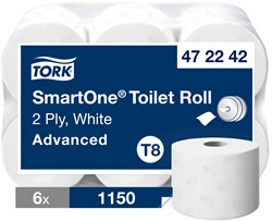 Tork SmartOne toiletpapier T8 Advanced wit 472242 2lgs. 207m Pak 6x1150 vel