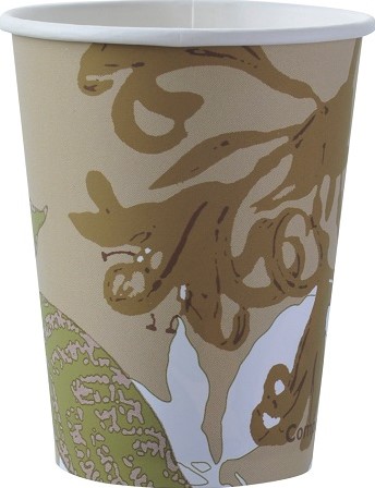 Duni beker papier/PBS bruin Ecoecho 120ml met print 159924 Hot Drink Doos 20x50st.
