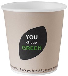 Duni beker krt/PLA bruin Ecoecho 120ml met print 170633 Thank you Doos 36x45st.