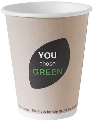 Duni beker krt/PLA bruin Ecoecho 240ml met print 170634 Thank you Doos 20x40st.