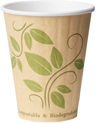 Duni beker krt/PLA bruin Ecoecho 240ml leaf 170701 Hot Drink Doos 20x40st.