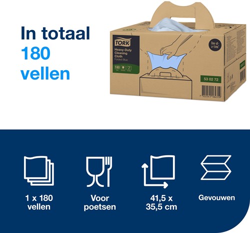 Tork Heavy Duty werkdoek W7 Premium 1lgs. blauw 530272 35,5x42,5cm Handybox 180 doek-3