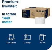 Tork Mini Jumbo toiletpapier T2 Premium Xtrasoft wit 110255 3lgs. 120m. Doos 12 rol-3
