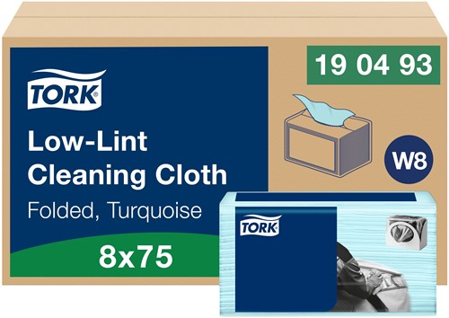 Tork Low-Lint Reinigingsdoek W8 Premium Turquoise – Pluisarm en Sterk – 190493