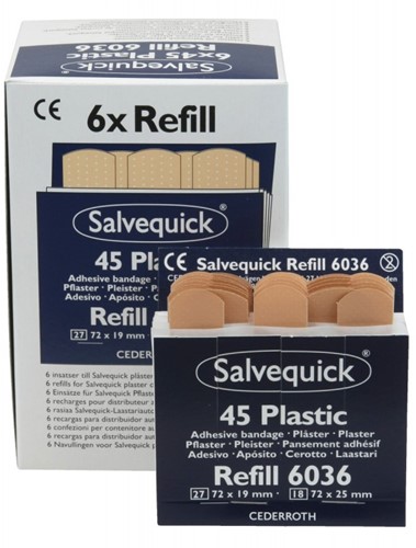 Salvequick pleisters plastic 27st. 72x19mm - 18st. 72x25mm Doos 6 pak