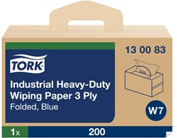 Tork Heavy Duty poetspapier W7 Premium blauw 130083 3lgs 32,4x38,5 Handybox 200 doek