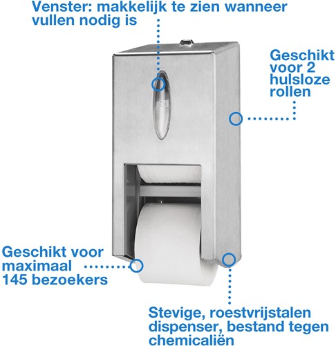 Tork Mid-size toiletroldisp. T7 RVS 472019 Twin Coreless-2