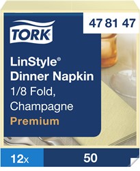 Tork LinStyle servet 1/8 vouw Premium champagne 478147 1lgs. 39x39cm Doos 12x50 stuks