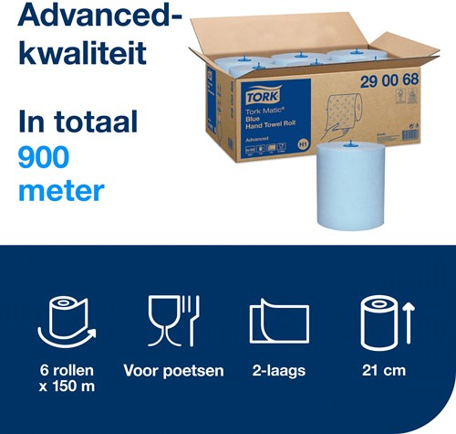 Tork Matic H1 Handdoekrol Blauw 290068 2-laags Doos 6 rollen-3