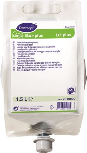 Diversey Suma Star PlusD1-plus geconcentreerd handafwasmiddel Doos 4x1,5L. Pouch
