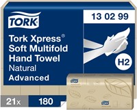 Tork Xpress handdoek H2 Advanced soft naturel 130299 2lgs. 21x24cm Pak 21x180 stuks